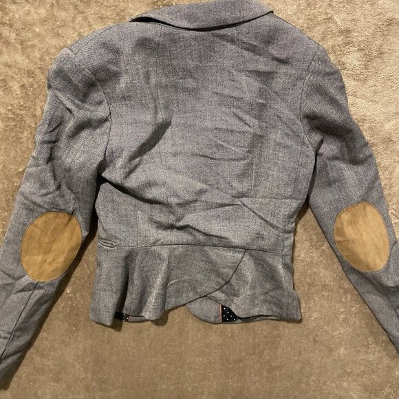 H&M Women's 4 Gray Patch Elbow Two Button Blazer Career Business Casual Pockets - Picture 4 of 10
